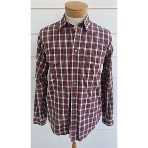 Men's Sz Large TOMMY HILFIGER Long Sleeve Pearl Snap Plaid Western Shirt EUC